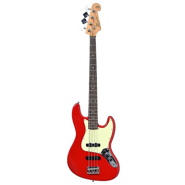 Baixo Sx 4 Cordas Jazz Bass Sjb62 Vermelho Com Bag