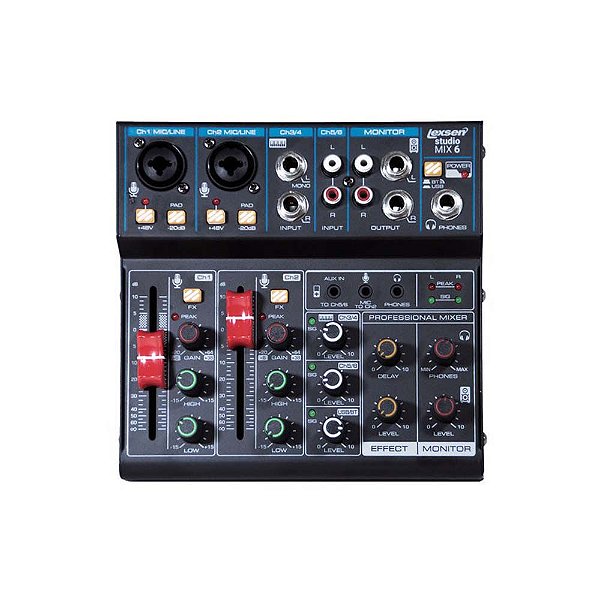 Mesa De Som Lexsen 6 Canais Interface Bluetooth Studio Mix 6