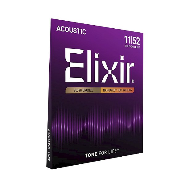 Encordoamento Violão Elixir 011 052 Nanoweb Custom Light
