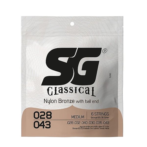 Encordoamento Sg Violão Nylon 028 043 Bronze Com Ball End