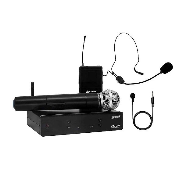 Microfones Sem Fio Lexsen Xsl 503 Com Bodypack Lapela Headset e Bastão