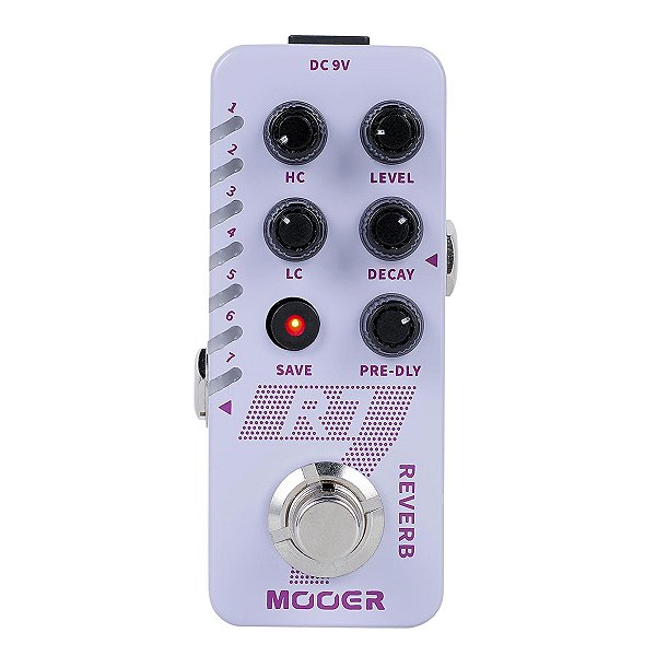 Pedal Mooer Reverb R7 Para Guitarra Com 7 Reverb Clássicos