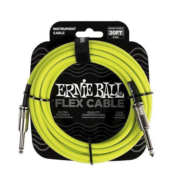Cabo Ernie Ball Flex P10 Reto 20Ft 6,1mt Verde