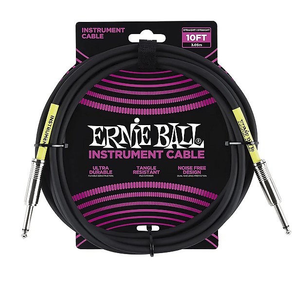 Cabo Ernie Ball P10 Reto 10ft 3,05m Preto
