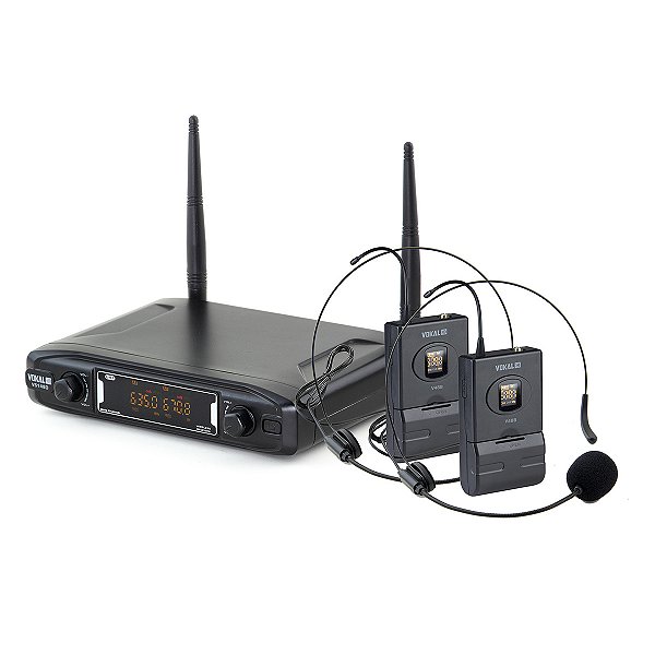 Microfone Sem Fio Vokal Duplo Headset Uhf VS148DH