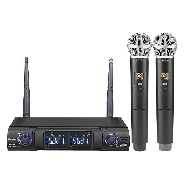 Microfone Sem Fio Karsect Duplo Bastão de Mão Uhf KS248DM