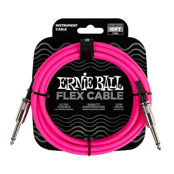 Cabo Ernie Ball Flex P10 Reto 10ft 3,05m Rosa