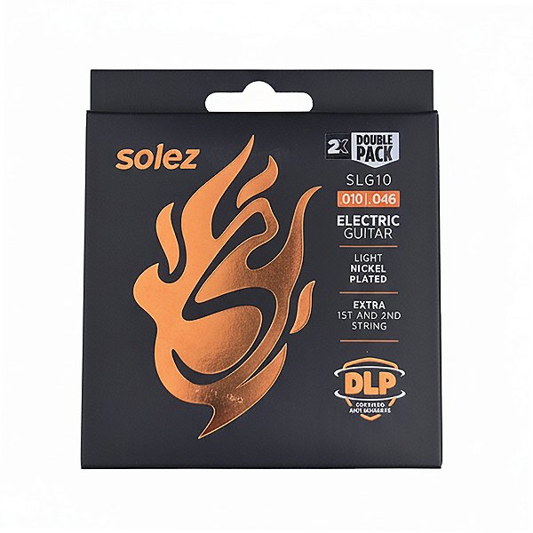 Kit 2 Encordoamentos Guitarra Solez Slg10 010 046 Com 4 Cordas Extras