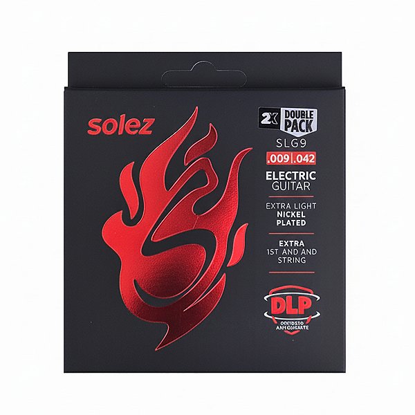 Kit 2 Encordoamentos Guitarra Solez Slg9 009 042 Com 4 Cordas Extras