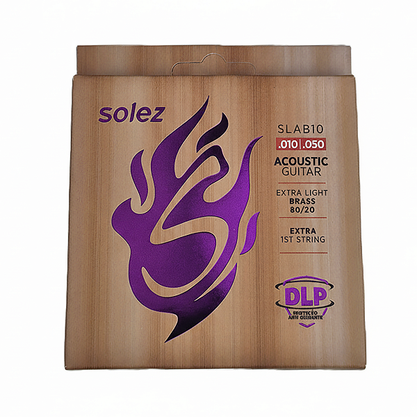 Encordoamento Solez Violão SLAB10 Brass 010 050 2 Cordas Extras