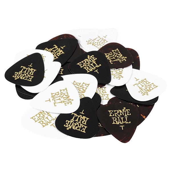 Palheta Ernie Ball Fina Thin de Celulose Cores Variadas 12 Unidades
