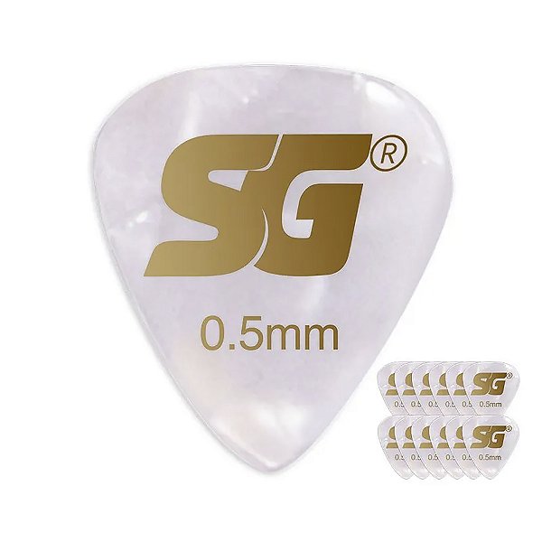 Palheta Sg Tradicional Celuloide Perolada Extra Fina 0.50mm Com 12