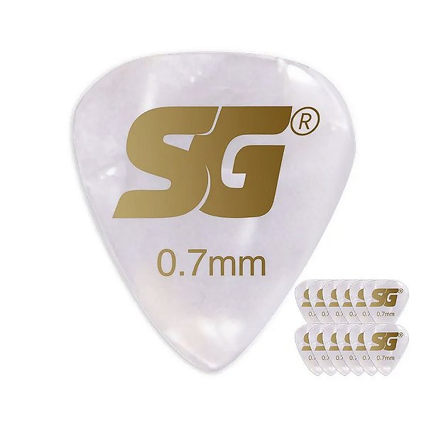 Palheta Sg Tradicional Celuloide Perolada Fina 0.70mm Com 12