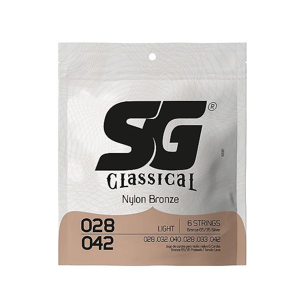 Encordoamento Sg Para Violão Nylon Tensão Leve 028 042