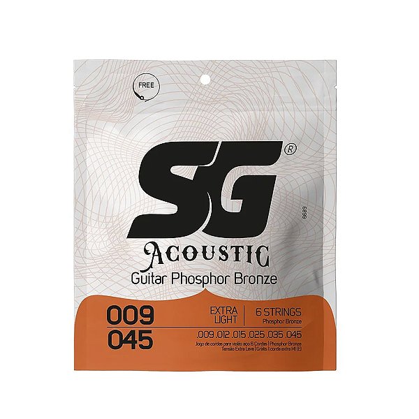 Encordoamento Sg Para Violão Aço 009 045 Phosphor Bronze