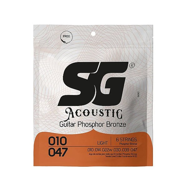 Encordoamento Sg Para Violão Aço 010 047 Phosphor Bronze