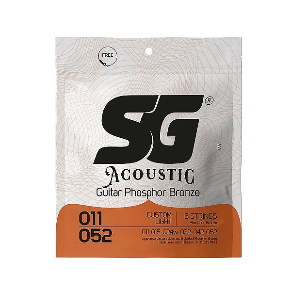 Encordoamento Sg Para Violão Aço 011 052 Phosphor Bronze