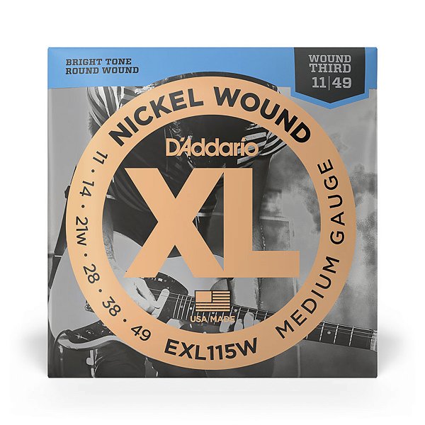 Encordoamento Daddario Para Guitarra 011 059 Exl115W Com 3ª Corda Encapada