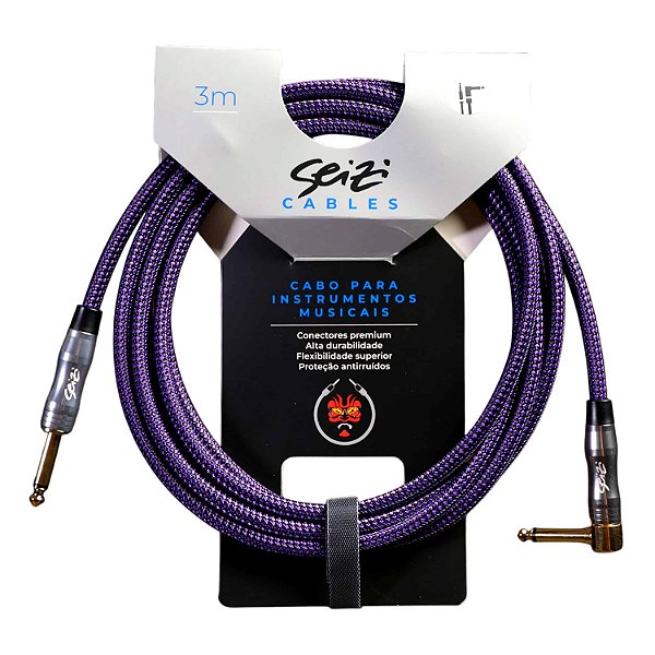 Cabo Seizi Para Guitarra Violão Baixo P10L 3m Têxtil Roxo
