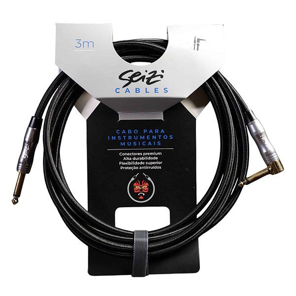 Cabo Seizi Para Guitarra Violão Baixo P10L 3m Têxtil Preto