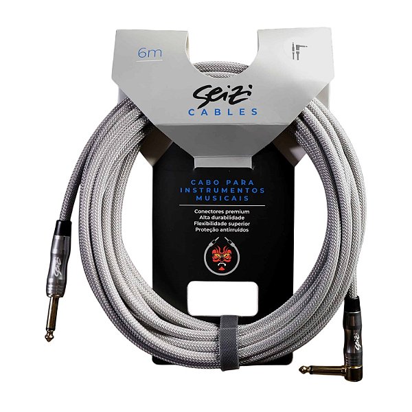 Cabo Seizi Para Guitarra Violão Baixo P10L 6m Têxtil Naval Cinza