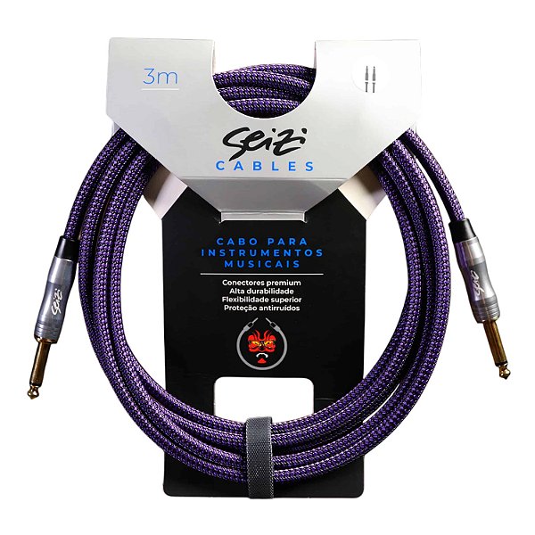 Cabo Seizi Para Guitarra Violão Baixo P10 3m Têxtil Roxo