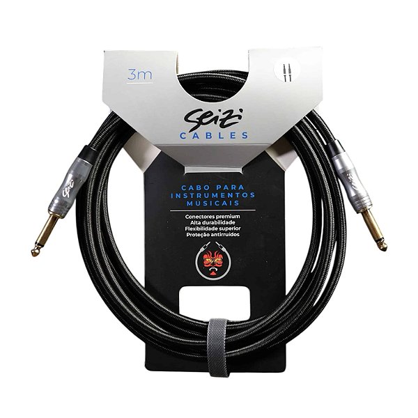 Cabo Seizi Para Guitarra Violão Baixo P10 3m Têxtil Preto
