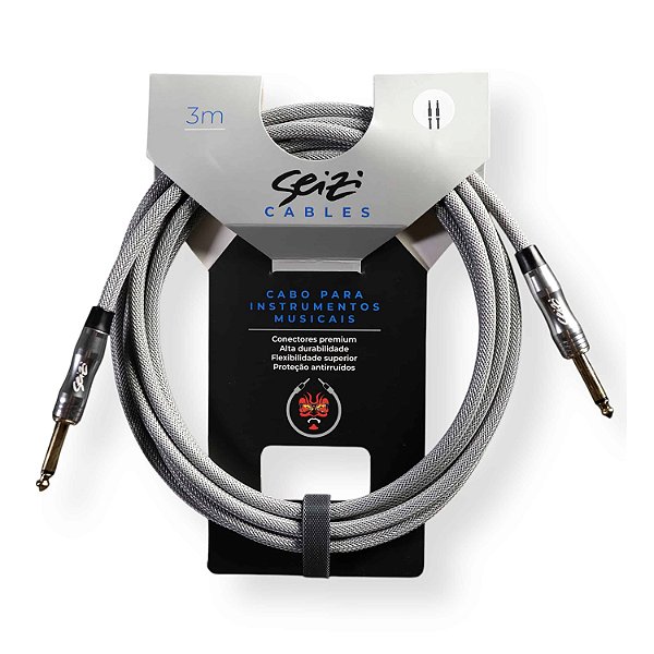 Cabo Seizi Para Guitarra Violão Baixo P10 3m Têxtil Naval Cinza