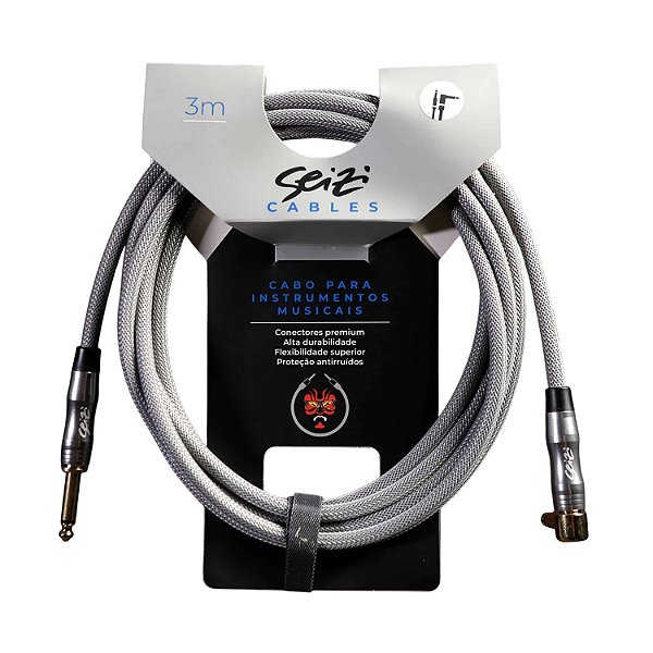 Cabo Seizi Para Guitarra Violão Baixo P10L 3m Têxtil Naval Cinza