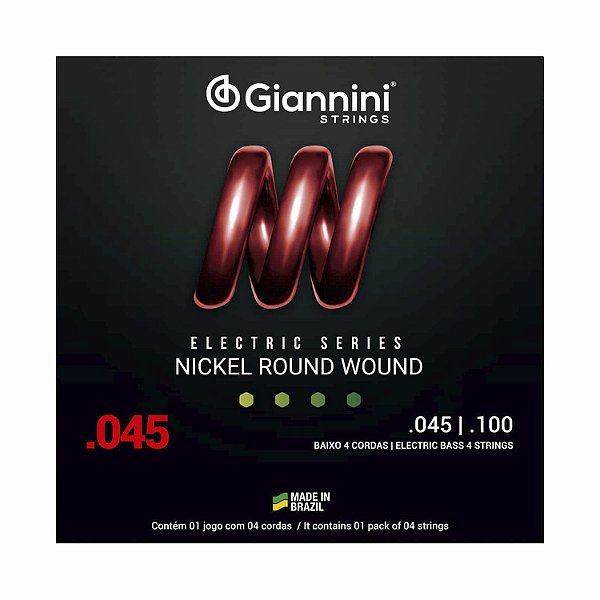 Encordoamento Giannini Baixo 4 cordas 045 100 Nickel Round Wound GEEBRS