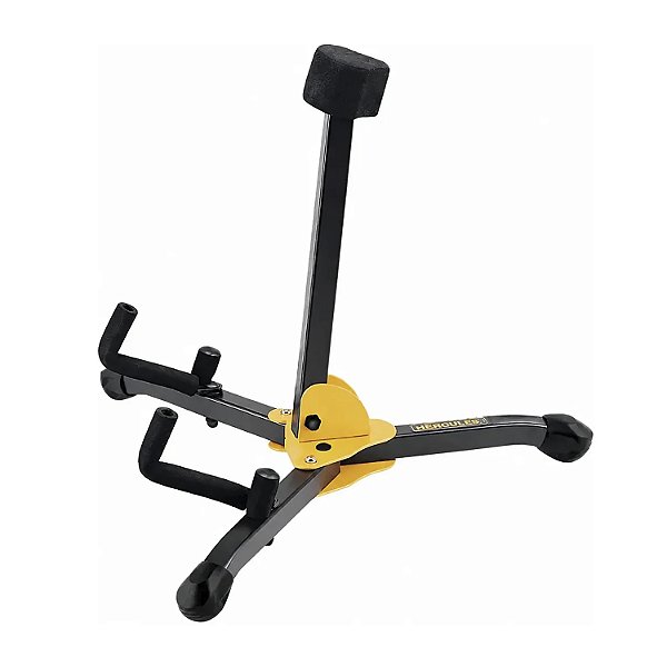 Mini Suporte Hercules GS402BB Guitarra e Baixo Compacto Pinos de Segurança na Base