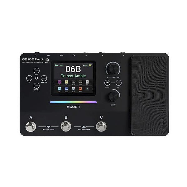 Pedaleira Mooer Inteligente GE100 PRO Li Multi-Efeitos Bateria Lítio 200 Presets Interface de Áudio
