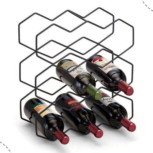 Adega Vinho Fondue Cozinha Arthi Suporte Colmeia 9 Garrafas Preto