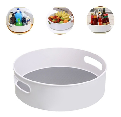 Bandeja Giratória Organizadora Cozinha Banheiro Lavanderia Branco