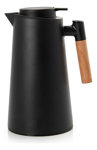 Garrafa Térmica de Café e Chá 1L Cabo de Madeira Preta