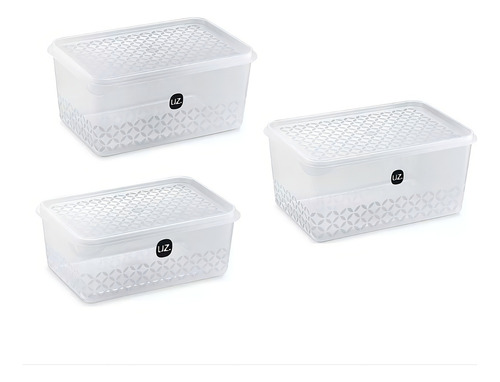 Jogo De Potes 3 Peças Uz Multiuso 3L, 2L e 1L Bpa Free Transparente