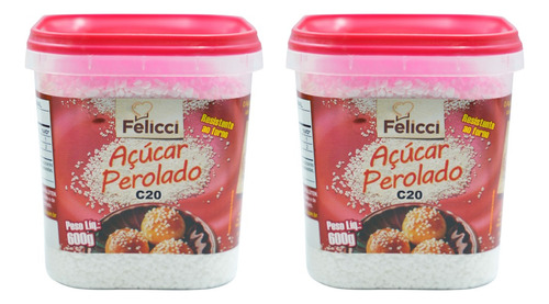 Kit 2 Potes Açúcar Perolado C20 600g Felicci