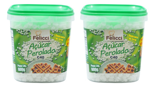 Kit 2 Potes Açúcar Perolado C40 600g Felicci
