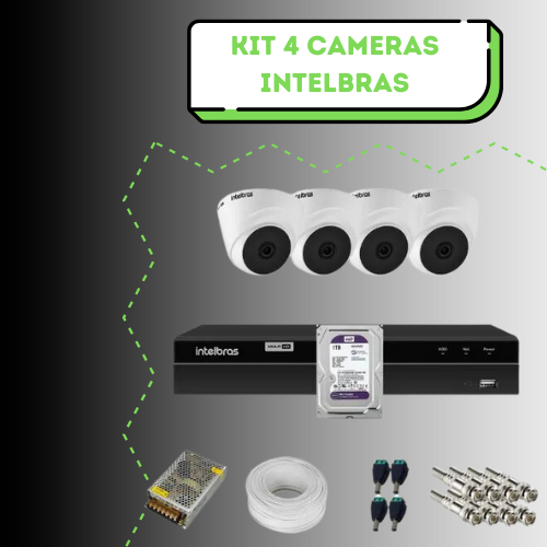 Kit CFTV Intelbras 4 Cameras Dome Full HD