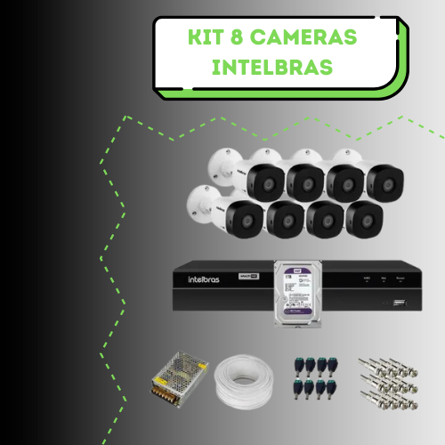 Kit CFTV Intelbras 8 Cameras Bullet Full HD