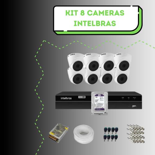 Kit CFTV Intelbras 8 Cameras Dome Full HD
