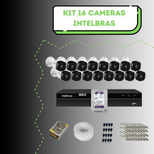 Kit CFTV Intelbras 16 Cameras Bullet Full HD