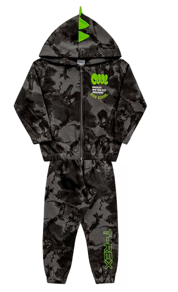 Conjunto Jaqueta Moletom Infantil Menino Cool Grafite