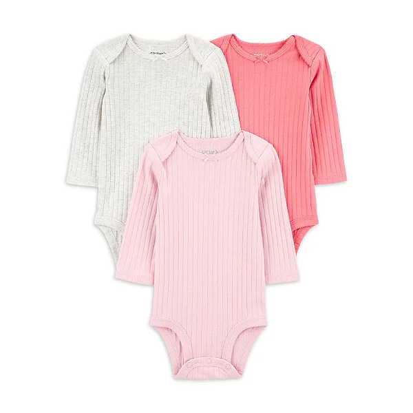 Kit 3 Body Carter's Child of Mine, manga longa - tamanho 3M