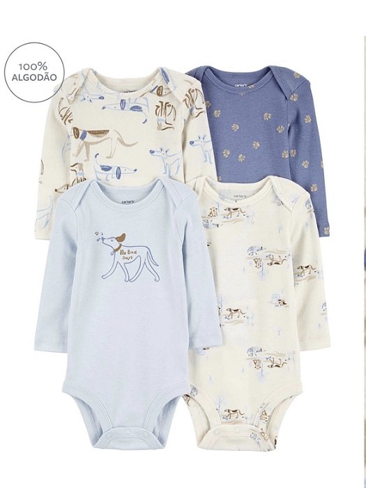 Kit 4 bodys manga longa Carter’s