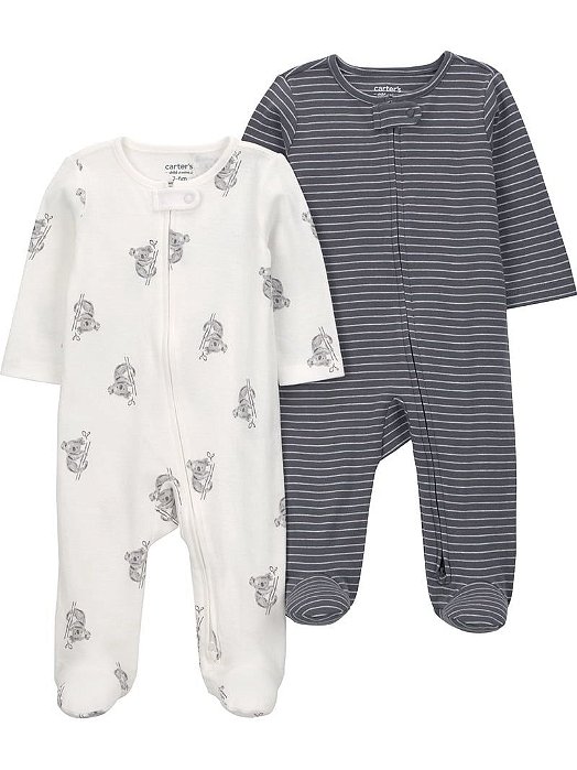 Kit macacão infantil carters child of mine Bebê menino 2 Peças com Zíper Algodão RN ao 9M.