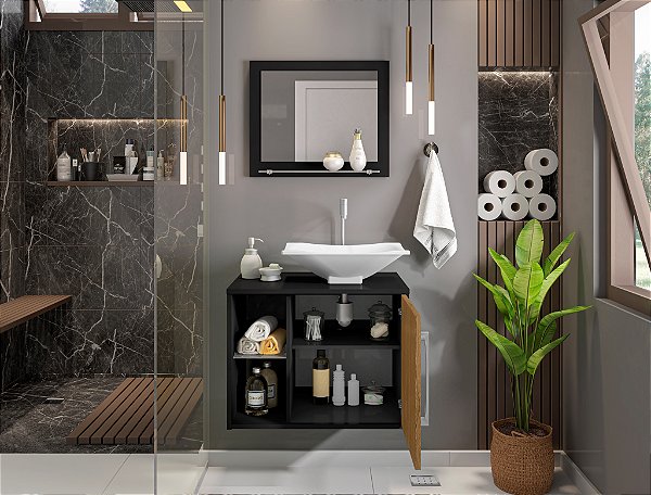 Conjunto para Banheiro BADEN - PRETO/RIPADO
