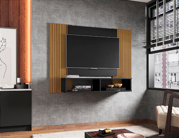 Painel Navi para Tv até 42 polegadas - Preto/Ripado
