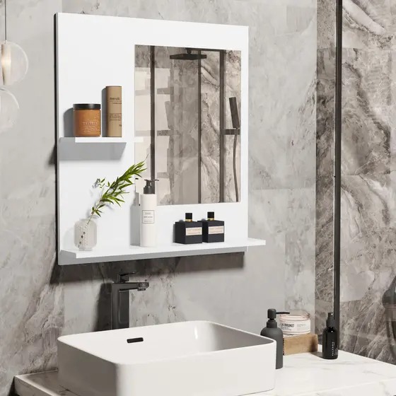 Espelheira Armario Para banheiro com Nicho Atlas - Branca