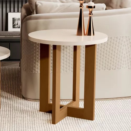 Mesa De Canto Luxo 8002 100% Mdf  - Perola/Nat